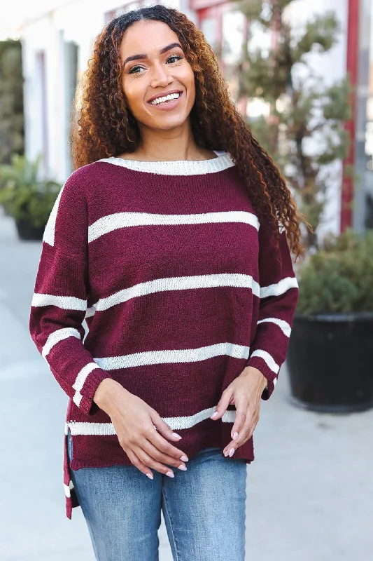 chic wool coatMaroon Stripe Sweater