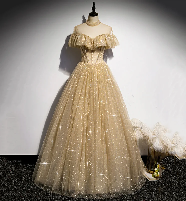 Special Promotion long sleeve dressGold A line sequins long ball gown dress formal dress s78