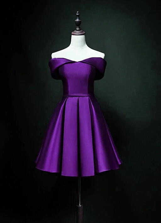 Price Break vintage-inspired dressPurple Sweetheart Satin Off Shoulder Homecoming Dresses Y855 Price Break vintage-inspired dressPurple Sweetheart Satin Off Shoulder Homecoming Dresses Y855