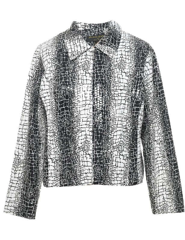 Best Deals urban casual coat1990s Black & White Snakeskin Evening Jacket - L