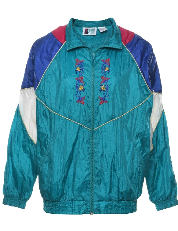 insulated winter jacketEmbroidered Floral 1990s Nylon Jacket - M