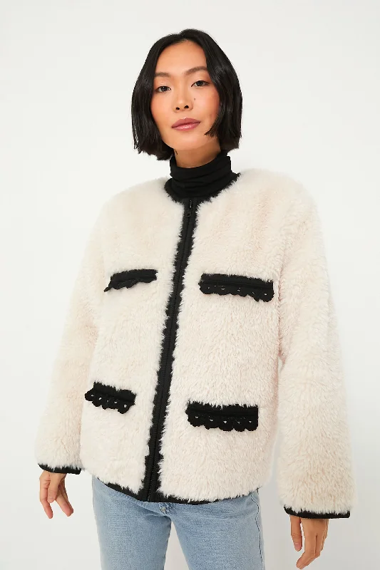 Closeout Sale lightweight outerwearCream Harper Faux Fur Crochet Parka