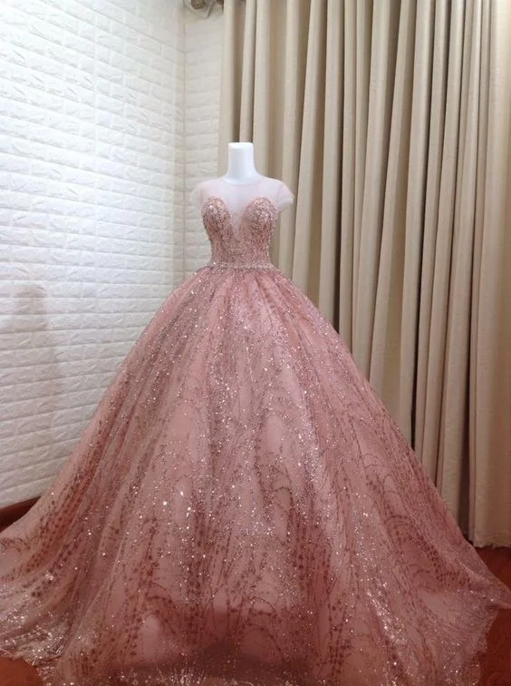 Early Bird Discount fitted cocktail dressLuxurious Pink Princess Dress Sweet 16 Dress,Pink Ball Gown Y1405