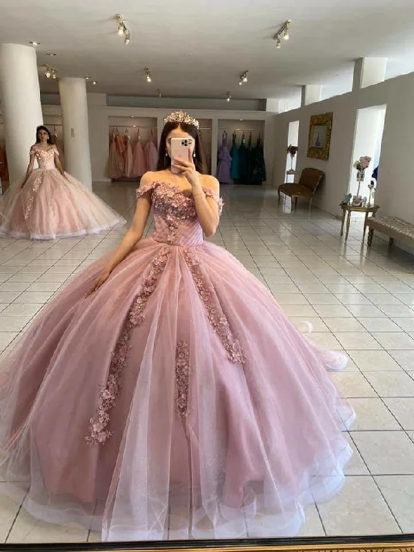 vintage-inspired dressOff The Shoulder Ball Gown,Princess Dress,Sweet 16 Dress Y2255