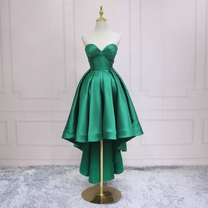 Bargain Prices chic shift dressStrapless Green Satin Prom Dress Hi-low Prom Dress s42