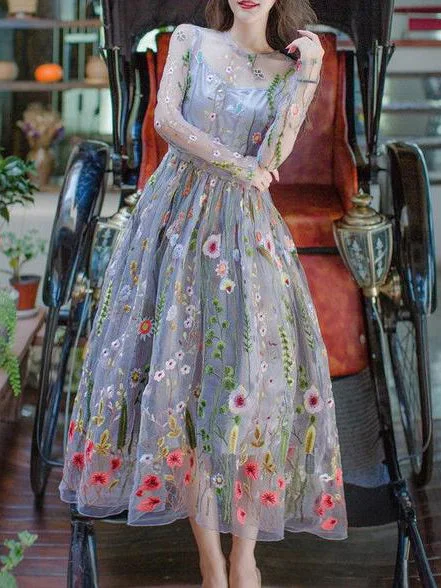 Big Savings Beautiful Prom Dresses Scoop A-line Lace Tea-length Tulle Prom Dress/Evening Dress JKS129