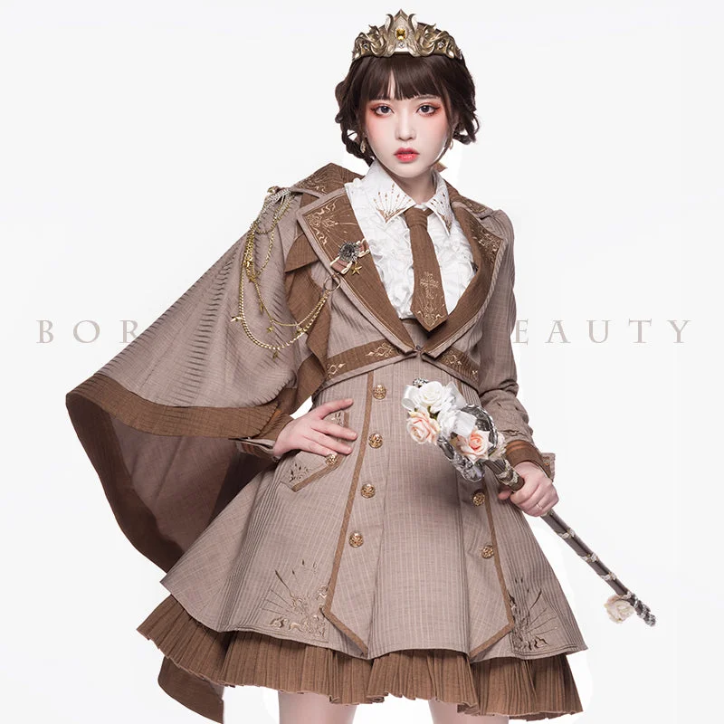 Unbeatable Prices boho-chic dressYoupairui~Sheffield~British-style Khaki Ouji Lolita Set