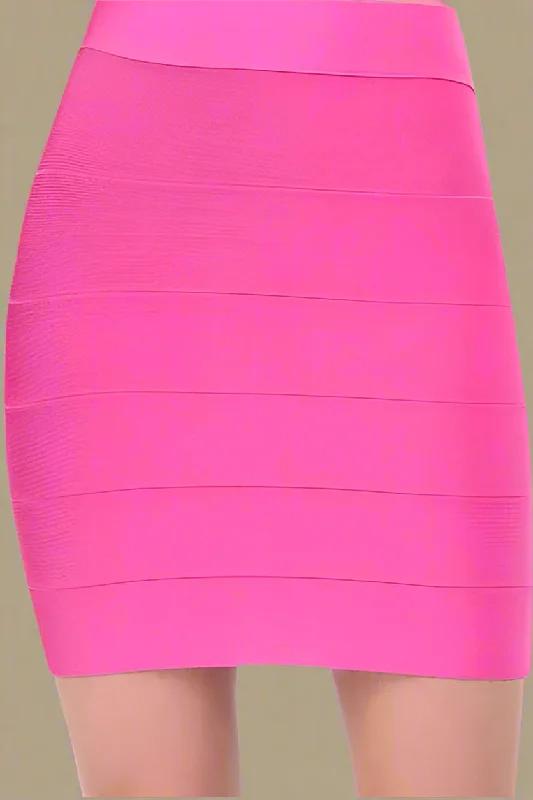 Reduced Prices fitted bodycon dressHigh Waist Bandage Striped Mini Skirt - Hot Pink