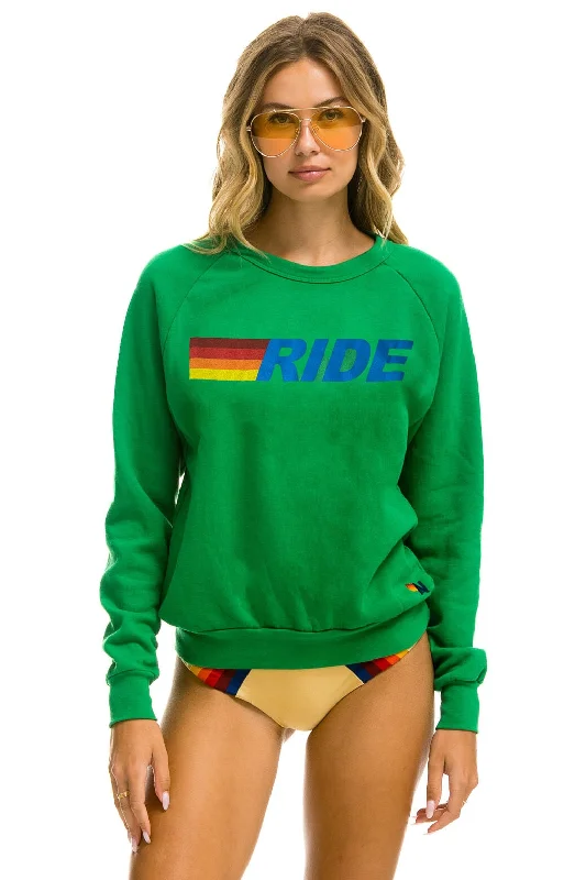 high-end athletic hoodieRIDE LOGO CREW SWEATSHIRT - KELLY GREEN