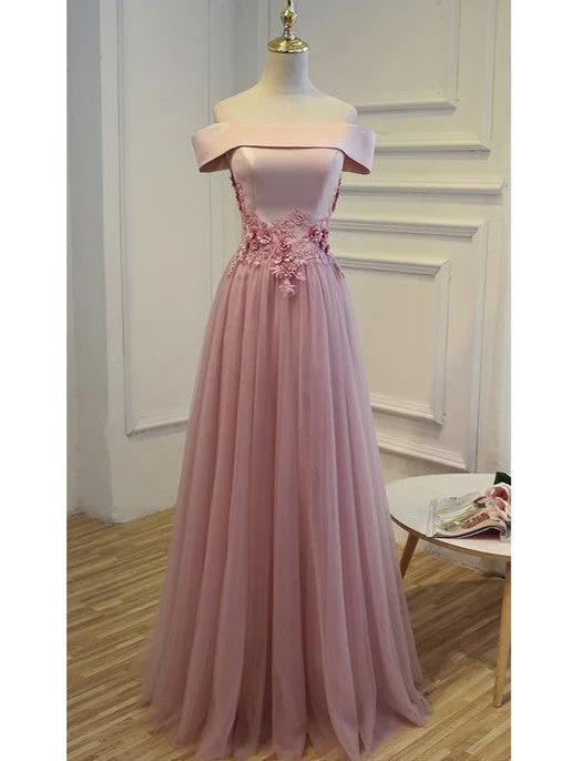 Savings Alert Prom Dresses Lace-up Off-the-shoulder Tulle Prom Dress/Evening Dress #JKL025