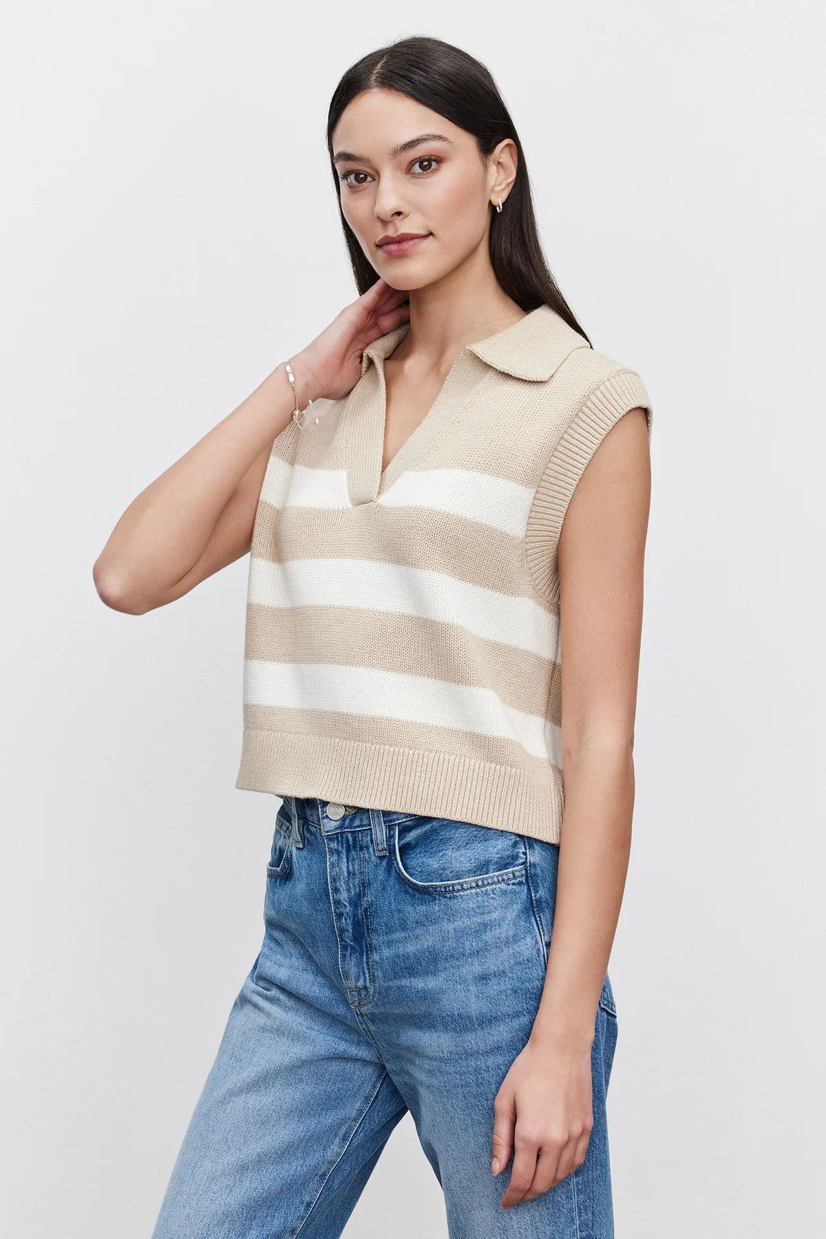 vibrant athletic hoodieVelvet Mariette Sweater Vest / Sable & Milk