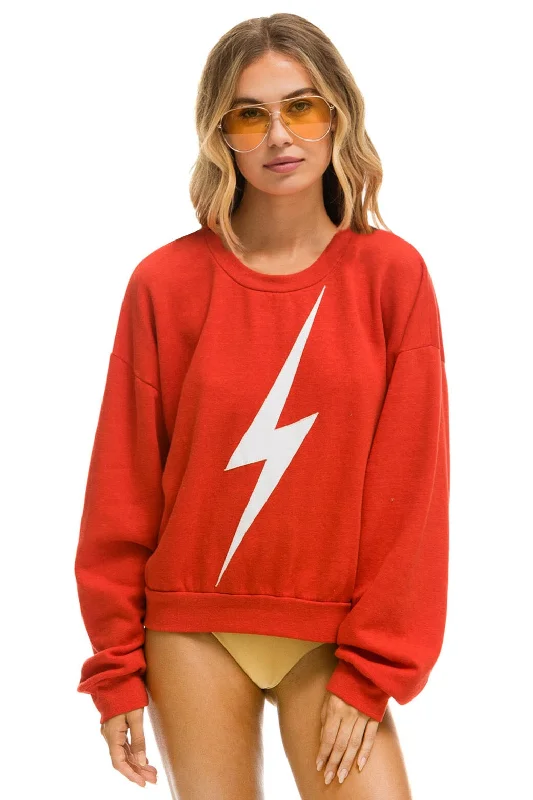 loose fit sports sweatshirtBOLT RELAXED CREW SWEATSHIRT - RED // WHITE