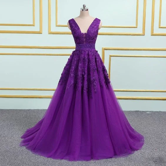 Year-End Sale flowy maxi dressPurple v neck tulle long prom dress, purple tulle formal dress Y868 Year-End Sale flowy maxi dressPurple v neck tulle long prom dress, purple tulle formal dress Y868