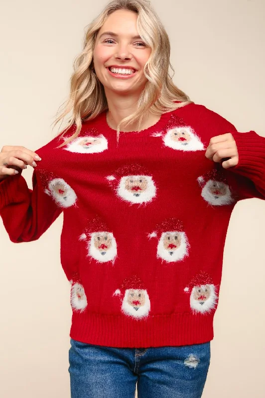 insulated coatSANTA CLAUS SPARKLE BRUSHED SWEATER KNIT TOP