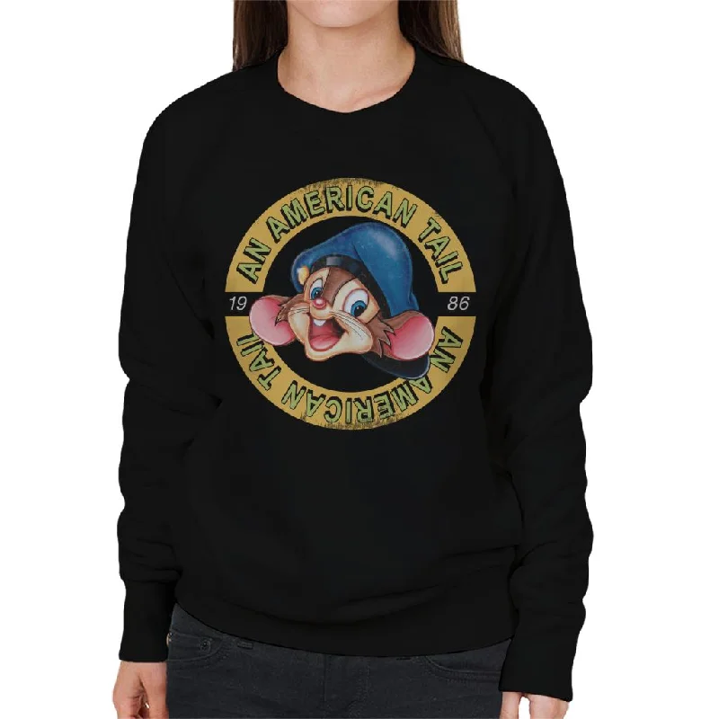 Bargain Blast bold workout sweatshirtAn American Tail 1986 Fievel Mousekewitz Character Head Women's Sweatshirt