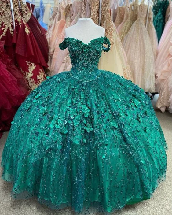 Now or Never off-shoulder dressEmerald Green Hand Beaded Flower Ball Gown Quinceanera Dress Off Shoulder Sweetheart Gown Y293 Now or Never off-shoulder dressEmerald Green Hand Beaded Flower Ball Gown Quinceanera Dress Off Shoulder Sweetheart Gown Y293