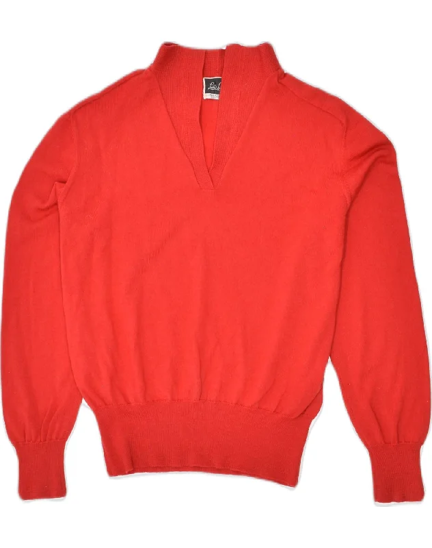 retro hoodieLUISA SPAGNOLI Womens V-Neck Jumper Sweater UK 16 Large Red Wool