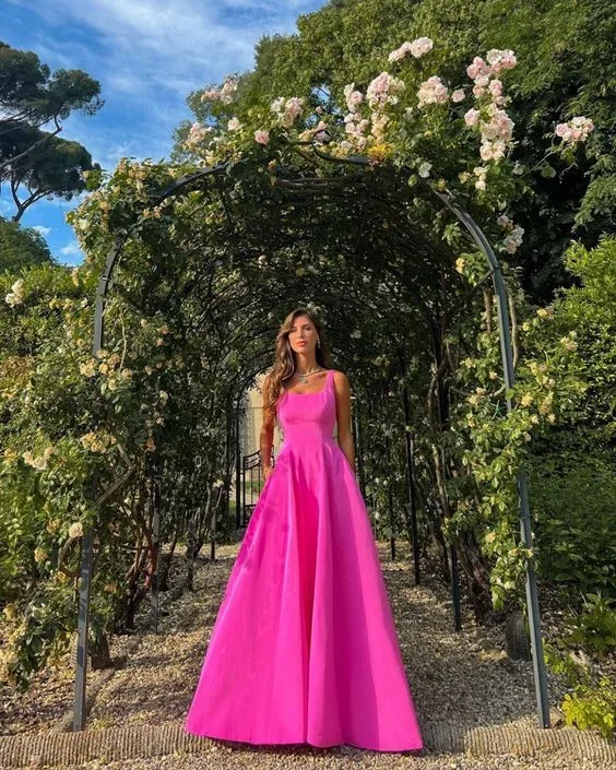 Today’s Deal ruched dressElegant Hot Pink Sleeveless Long Prom Dresses,Graduation Dress Y1044