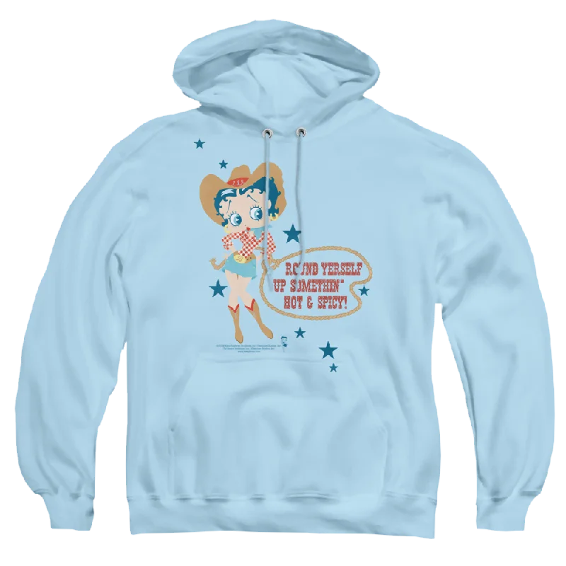 Flash Sale casual pullover hoodieBetty Boop Hot And Spicy Cowgirl - Pullover Hoodie