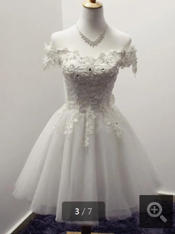 Exclusive Online Offer Homecoming Dress Ivory Lace-up Short Prom Dress Party Dress JK164