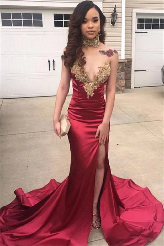 Savings Event ruffle dressCharming Prom Dresses Burgundy Elastic Satin Side Slit Sweetheart With Gold Appliques Y554 Savings Event ruffle dressCharming Prom Dresses Burgundy Elastic Satin Side Slit Sweetheart With Gold Appliques Y554