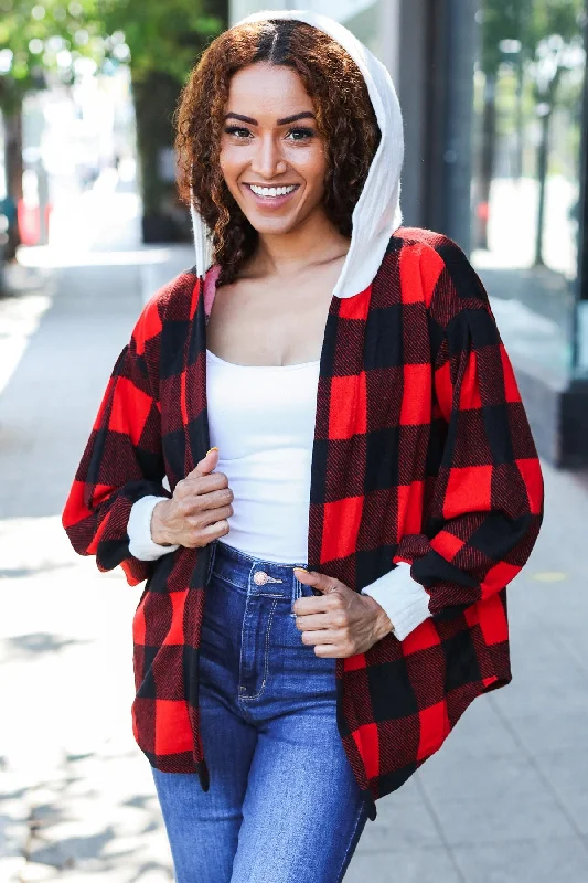 Flash Sale warm jacketStepping Out Red Buffalo Plaid Ribbed Hooded Sweater (Open Pack) Flash Sale warm jacketStepping Out Red Buffalo Plaid Ribbed Hooded Sweater (Open Pack)
