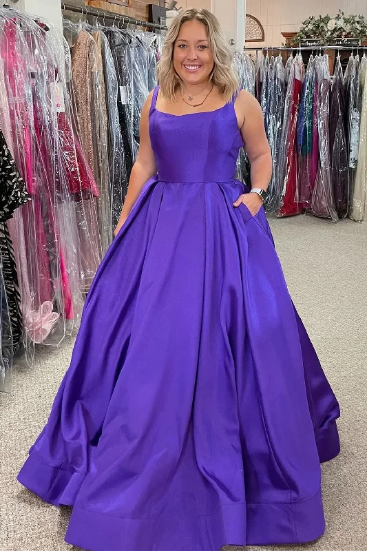 Clearance Sale ashionable dressSimple Purple A-line Long Prom Dress with Pockets Plus Size Y372 Clearance Sale ashionable dressSimple Purple A-line Long Prom Dress with Pockets Plus Size Y372