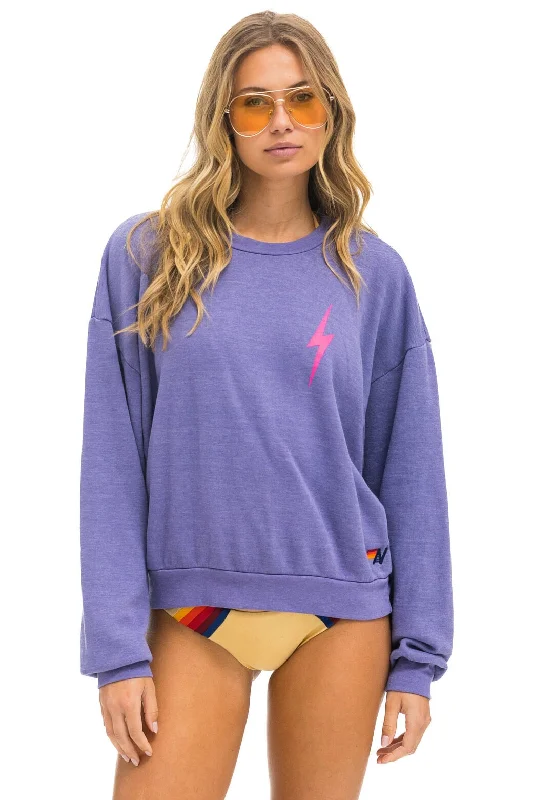 Now or Never minimalist gym sweatshirtBOLT 2 RELAXED CREW SWEATSHIRT - LAVENDER // NEON PINK