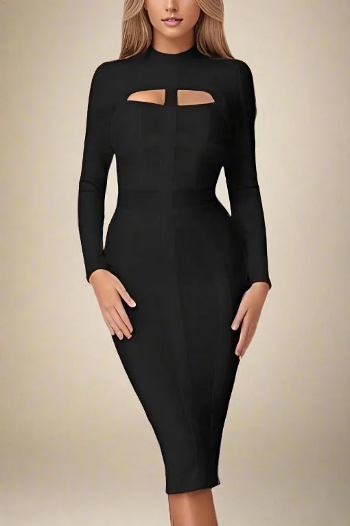 Online Specials chic wrap dressBrooke Long Sleeve Bandage Dress - Classic Black