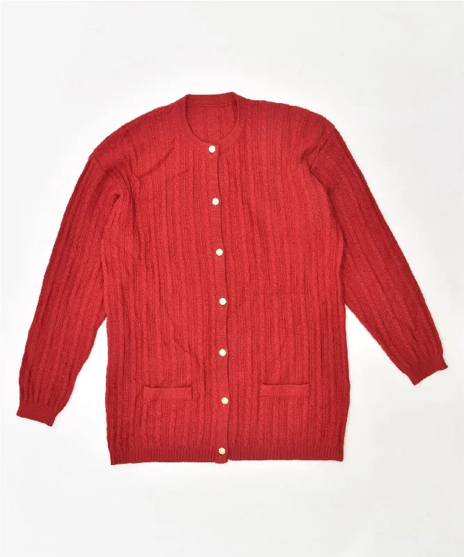 Price Rollback comfortable hooded sweatshirtVINTAGE Womens Cardigan Sweater UK 12 Medium Red