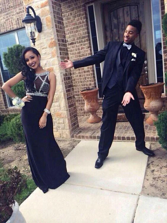 Bargain Prices Prom Dresses Dark Navy Floor-length A-line Prom Dress/Evening Dress #JKL004