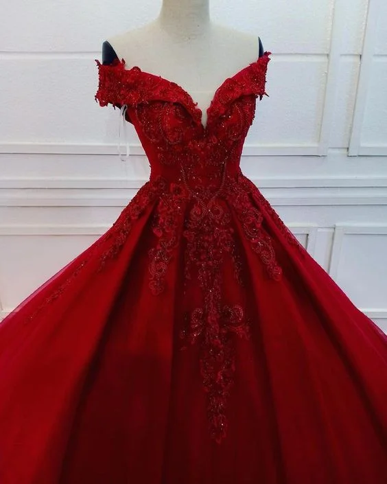 Clearance Items casual summer dressCharming Off The Shoulder Tulle Lace Appliques Ball Gown Sweet 16 Dress Y1225