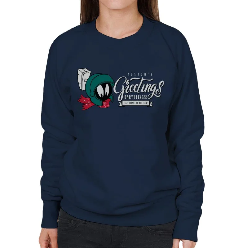 Extra Savings vibrant athletic hoodieLooney Tunes Christmas Marvin Season's Greetings Earthlings Women's Sweatshirt