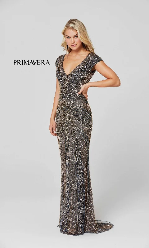 Today's Special draped dressV-Neck Cap Sleeve Beaded Long Formal Gown 3674