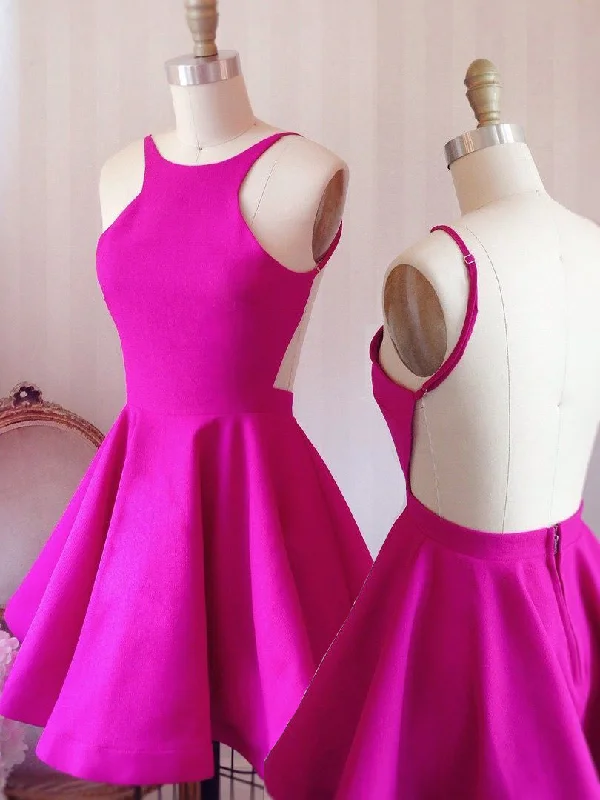 Today Only Homecoming Dress Sexy Backless Fuchsia Short Prom Dress Party Dress JK238