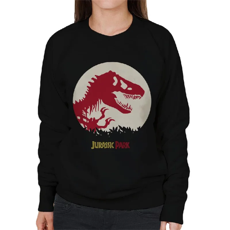 Limited Time Discount minimalist gym sweatshirtJurassic Park Red Silhouette Women's Sweatshirt