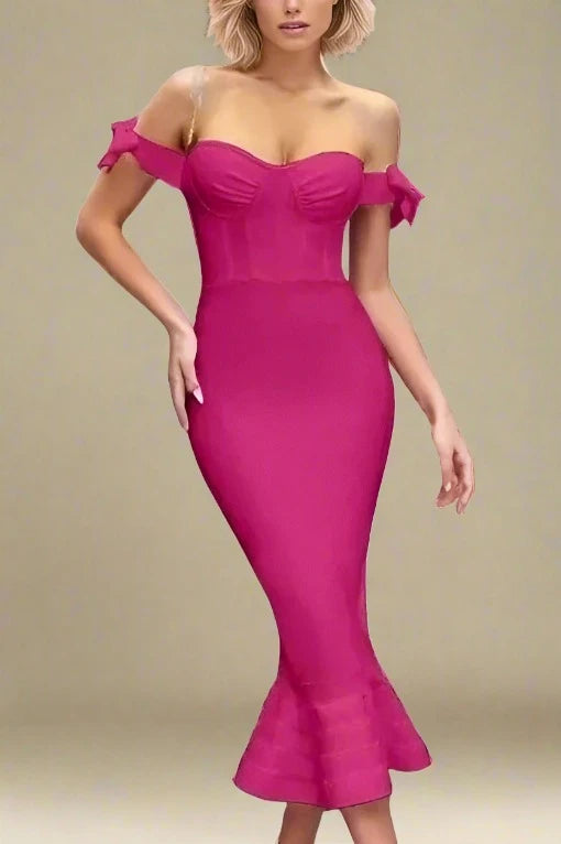 Online Only formal dressHunter Bandage Midi Dress - Magenta Pink
