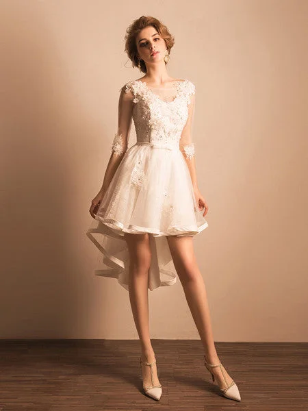 Final Clearance Homecoming Dress Half Sleeve Appliques Short Prom Dress Party Dress JK221
