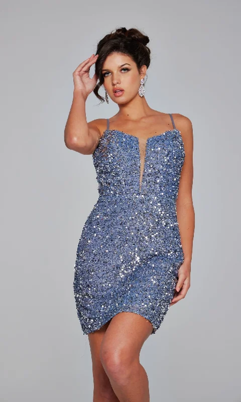 textured dressJovani Short Party Dress 39635