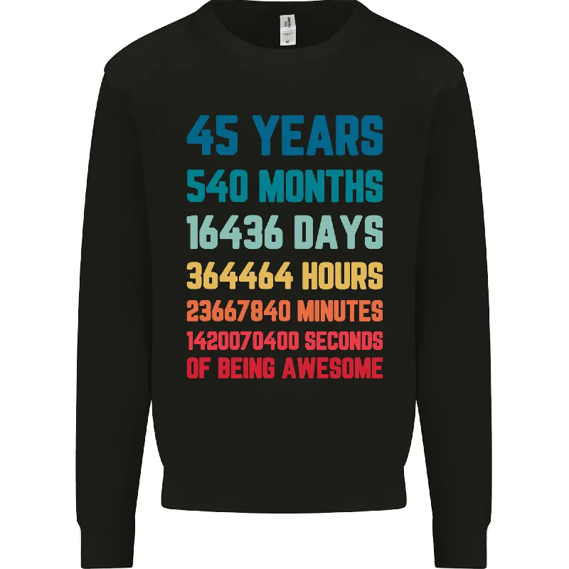 Unmissable Offer modern sports hoodie45th Birthday 45 Year Old Mens Sweatshirt Jumper