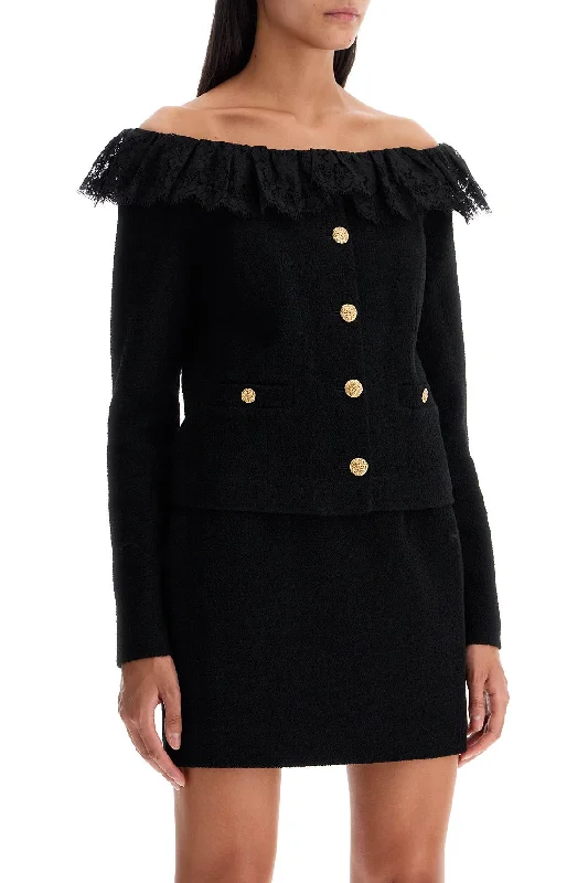 Crazy Deals long-sleeve winter jacketAlessandra Rich Off-Shoulder Tweed Bou