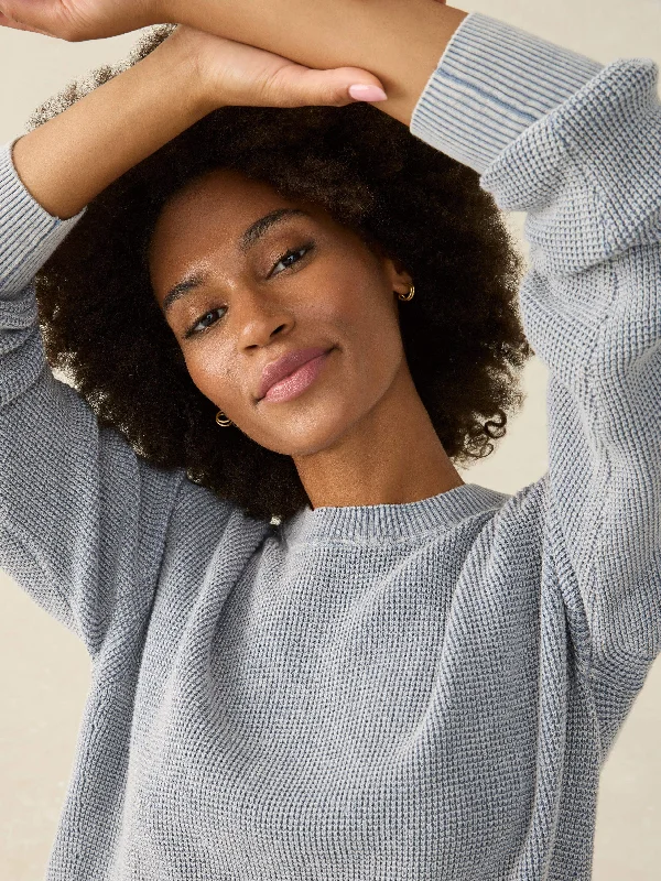Shop and Save chic active hoodieSunwashed Relaxed Waffle Crew - Tradewinds