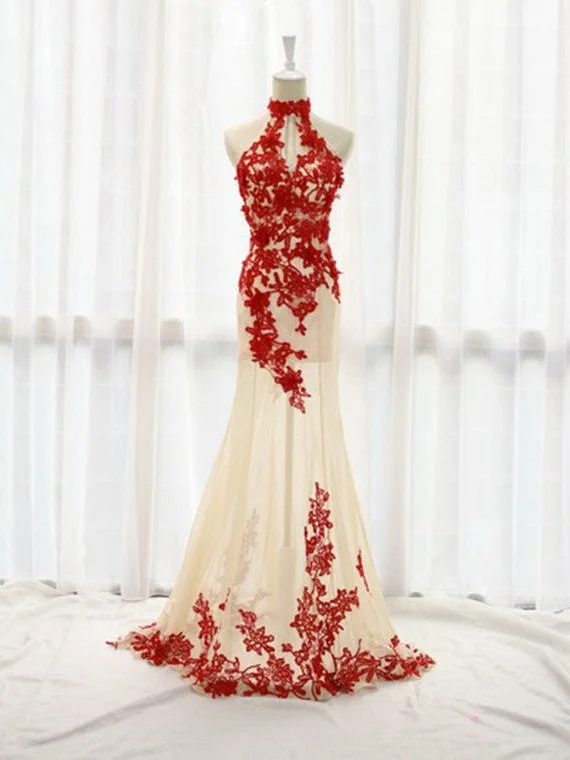 Bargain Bin Beautiful Prom Dresses High Neck Floor-length Prom Dress/Evening Dress JKL087
