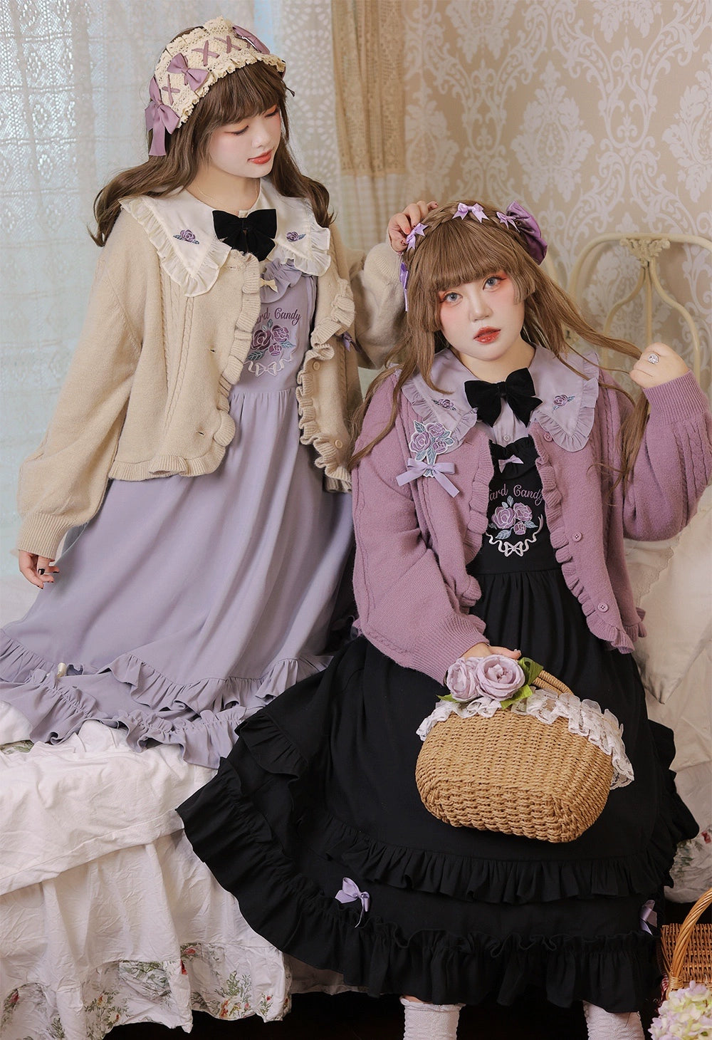 puff sleeve dressYingtang~French Rose~Plus Size Lolita Dress Winter Lolita Sweater Set