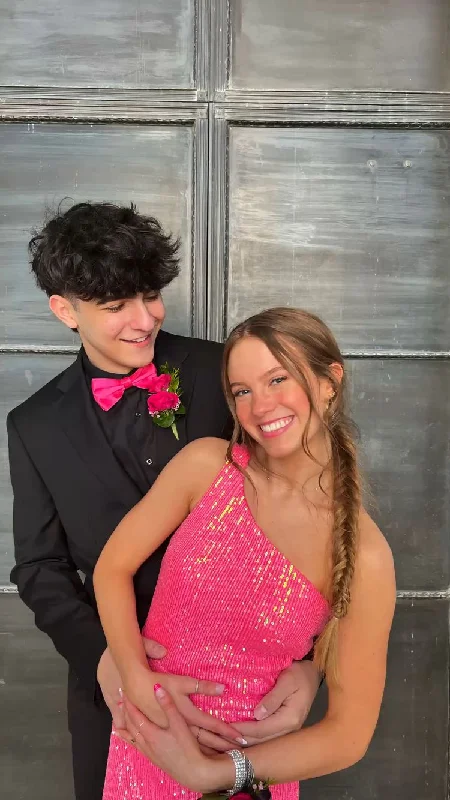 Final Clearance denim dressOne Shoulder Pink Sequins Prom Dress Stunning Formal Gown Y152 Final Clearance denim dressOne Shoulder Pink Sequins Prom Dress Stunning Formal Gown Y152