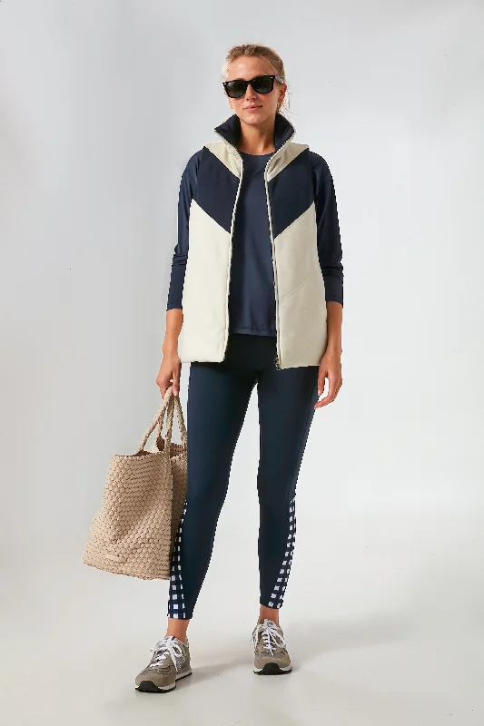 sporty jacketWhite and Navy Reversible Varsity Vest