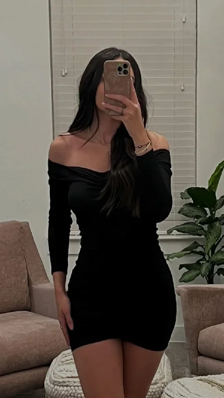 Early Bird Discount one-shoulder dressCute Black Casual Dress,Black Mini Homecoming Dress Y1023