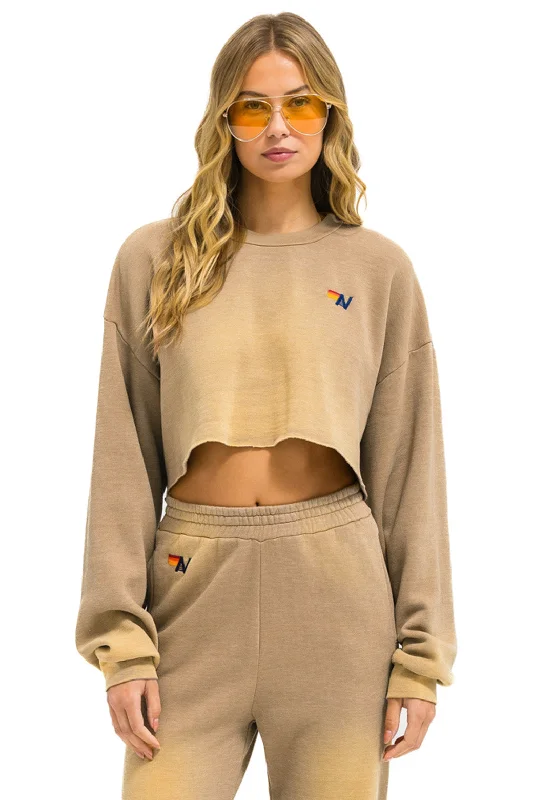 performance gym sweatshirtESSENTIAL CROPPED CREW SWEATSHIRT RELAXED - FADED TAN