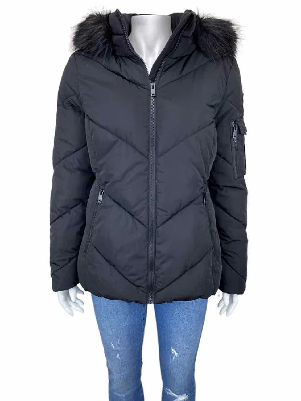 relaxed winter jacketDKNY, Women's Puffer w/ Fur Trim, Black, Size S