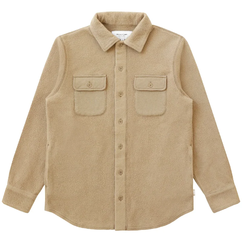 Extra Savings insulated coatReverse Fleece Overshirt Khaki - Unisex